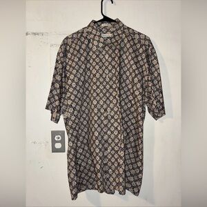 Vintage Burma Bibas Geometric Print Cotton Button Up Shirt Size L